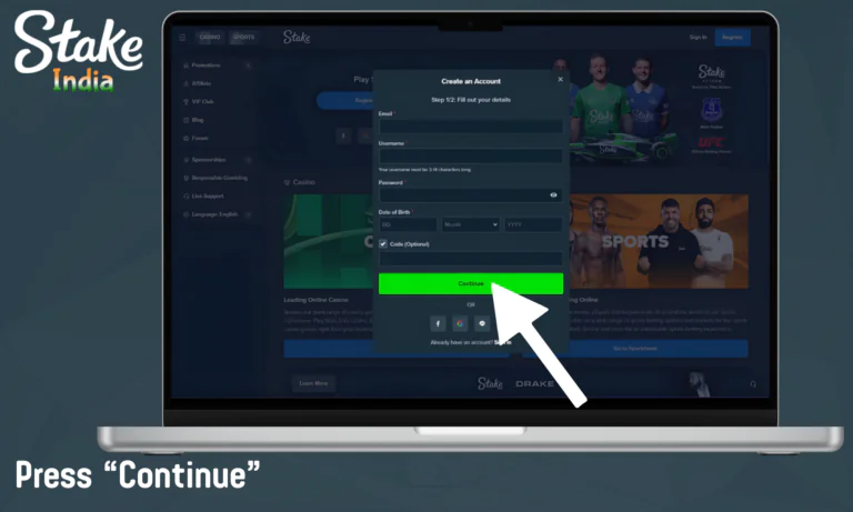 Proceed to the next form by clicking “Continue”