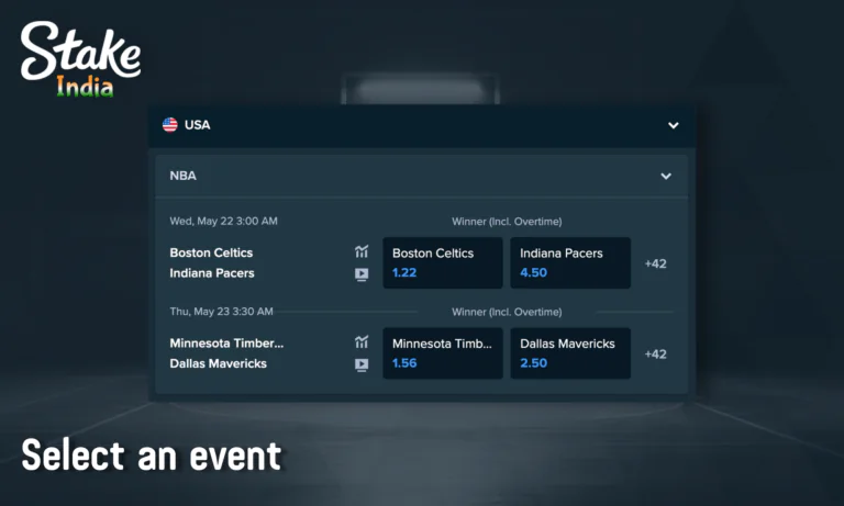 Select an event you want to bet on - Stake India