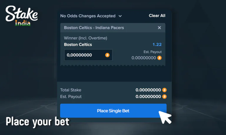 Confirm your bet at Stake India